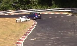 Ford Driver "Loses Steering" on Nurburgring, Almost Causes Ferrari 458 Crash