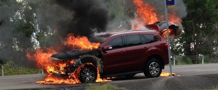 Ford Everest on fire in Australia