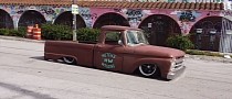 Ford F-100 with Twin-Turbo Coyote Can't Go Any Lower, Pulls Massive Burnout