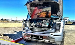 Ford F-150 Lightning Owner Installs 40-Inch TV in the Frunk, Explains How He Did It