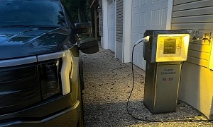 Ford F-150 Lightning Owner's Sibling Turns Vintage Gas Pump Into Charging Station