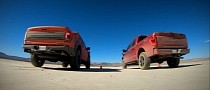 Ford F-150 Raptor 37 Drag Races Ford F-150 PowerBoost Hybrid, Serious Whooping Ensues