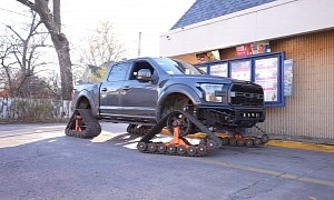 Ford F-150 Raptor Gets "Tank Tracks," Goes for Ice Cream and Attracts the Police