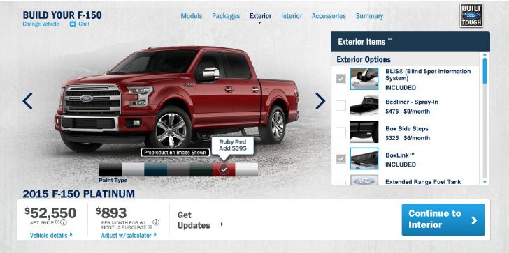 2015 Ford F-150 Online Configurator
