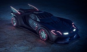 Ford GT Batmobile Shows Badass Vertical Wings in Dark Rendering