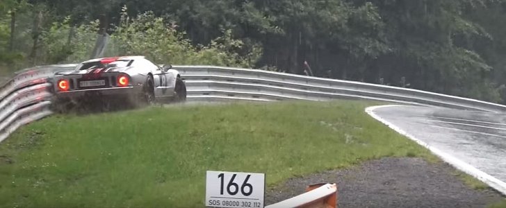 Ford GT Has Nurburgring Crash in The Wet