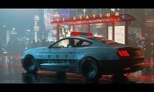 Ford Mustang "Cyberpunk 2077" Rendered With Japanese Police Livery