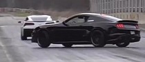 Ford Mustang Drag Races Chevy Corvette, Decides To Attack the Side Wall Mid-Race