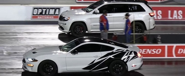 Ford Mustang EcoBoost takes on a Jeep Grand Cherokee SRT