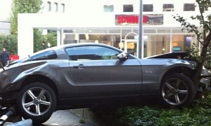 Ford Mustang Falls from Third Story of Parking Lot in Switzerland