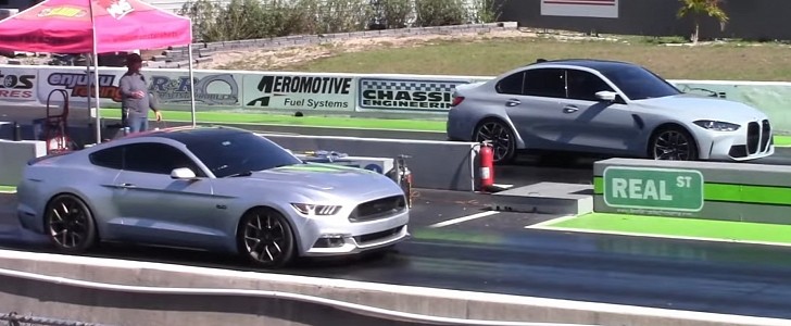 Ford Mustang GT and BMW M3 Engage in Quarter-Mile Battle, Doesn't Go ...