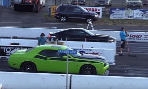 Ford Mustang GT Drag Races Challenger R/T Scat Pack, The Struggle Is Desperate