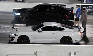 Ford Mustang GT Drags Challenger and Charger Hellcat, Someone Should Have Stayed Put