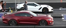 Ford Mustang GT Drags Chevy Corvette Z06, Someone Falls Asleep and Gets Spanked
