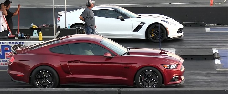 Ford Mustang GT Drags Chevy Corvette Z06, Someone Falls Asleep and Gets ...
