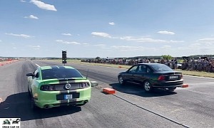 Ford Mustang GT Drags Opel Vectra B, Even the V8 Feels Outside of Its Element