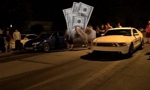 Ford Mustang GT Illegally Races Subaru Impreza WRX for Money