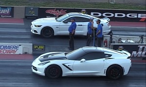 Ford Mustang GT Races Corvette C7 Stingray, Loser Drops the Ball in Embarrassing Fashion