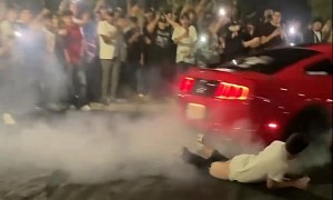 Ford Mustang Lures Show Attendee, Hits Him, Pulls His Pants Down – All in One Video