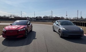 Ford Mustang Mach-E Drag Races Tesla Model Y, Someone Gets Repeatedly Walked