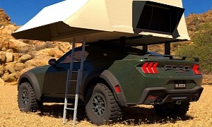 Ford Mustang Raptor R Has Big Overlanding Setup, Goes on Imagined Camping Trip