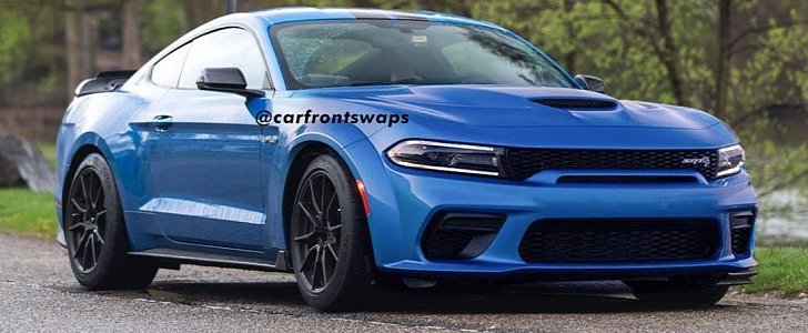 Ford Mustang Shelby GT350 and Dodge Charger Hellcat Swap Faces (rendering)