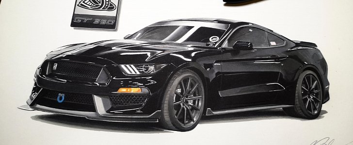 Ford Mustang Shelby GT350 real vs. drawing