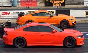 Ford Mustang Shelby GT500 Drag Races Dodge Charger Hellcat, Doesn’t Go As Planned
