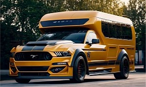 Ford Mustang Shelby GT500 Yellow Raptor Bus Looks Bonkers, All Because of AI CGI