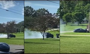 Ford Mustang Spectacular Burnout Ends in Matching Crash