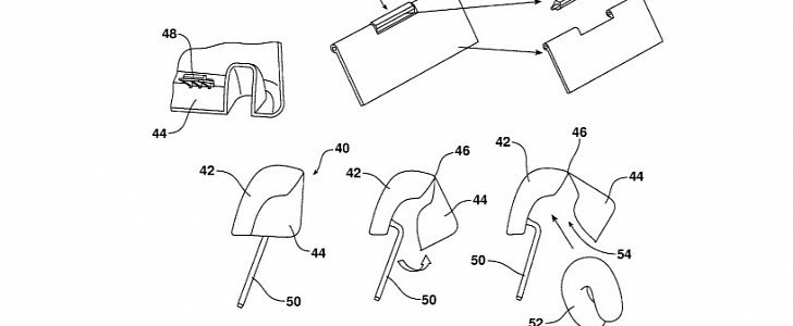 Ford's sketch of a headrest that integrates a pillow