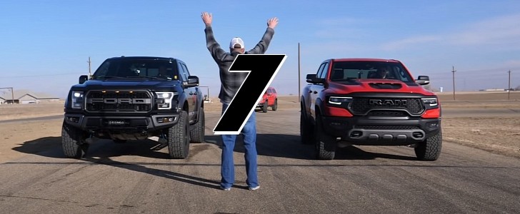 The Fast Lane, 2018 Ford Raptor and 2012 Ford Raptor take On Ram TRX