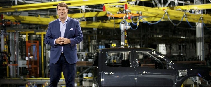 Ford's CEO Jim Farley at F-150 Lightning's launch ceremony