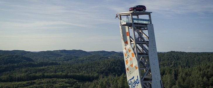 Ford Explorer on top of the OVER climbing tower in Norway