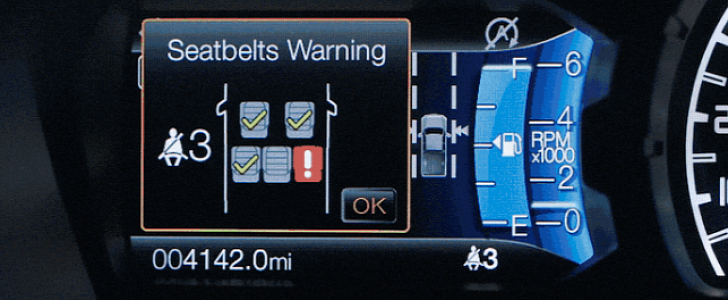 Ford seat belt monitor display