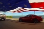 Ford Trucks, Mustangs Do a Patriotic Flag Pull at Miami Speedway