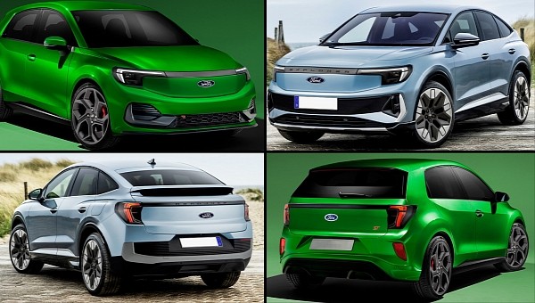 Ford Explorer EV Coupe and Ford Fiesta ST EV renderings
