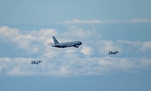 Foreign EF-18 Hornets Feed Off American KC-46 Pegasus for the First Time