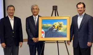 Former Yamaha President Honored with Valentino Rossi Painting