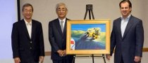 Former Yamaha President Honored with Valentino Rossi Painting