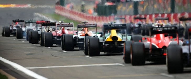 F1 drivers on the starting grid
