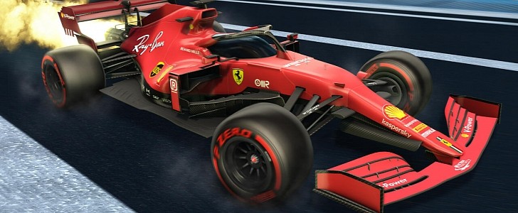 2021 Ferrari in the Rocket League Formula 1 Fan Pack