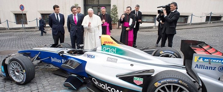 The Pope blesses the Formula E racer