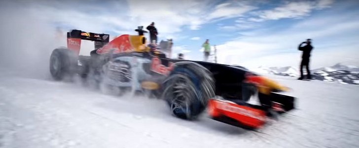 Max Verstappen Takes Red Bull F1 Car to Ski Slope Using Snow Chains