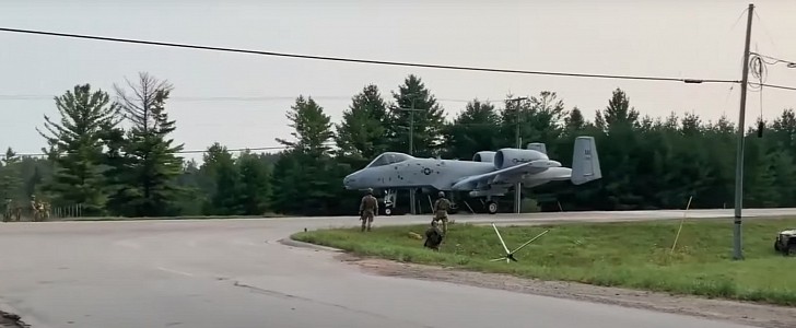 A-10 Thunderbolt Warthogs land on a highway in Michigan