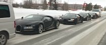 Four Bugatti Chirons Out in the Wild Make for a $10 Million Convoy
