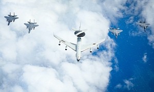 Four F-15 Eagles Make for a Powerful AWACS Escort
