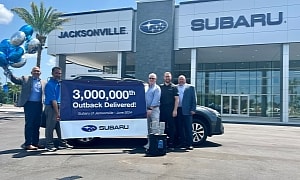 Four-Time Subaru Owner Takes Delivery of the 3,000,000th Outback Sold by Subaru of America