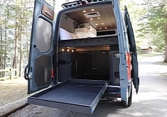 Freedom Vans' Sprinter Conversion Boasts an Invisible Stovetop and a King-Size Bed
