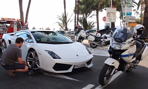 French Police Treats Illegally-Parked Lamborghini Gallardo with Extreme Towing